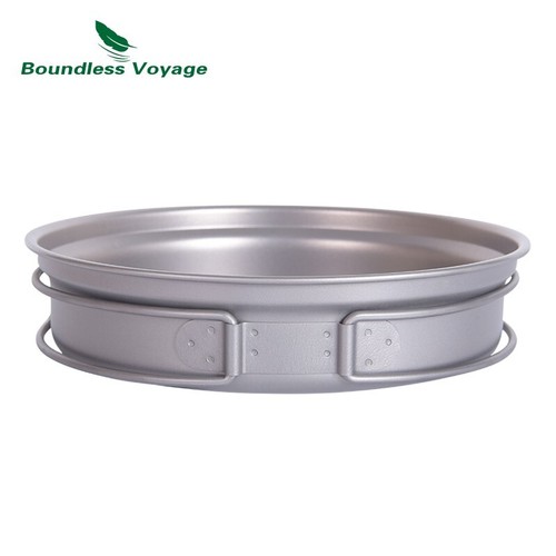 Titanium Pot & Pan Set Backpacking Pot Foldable Handles Camping Cooking Set - Picture 6 of 10