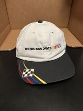 Vintage NASCAR Racing Hat Strapback Embroidered White Black Cap USA Made Checker