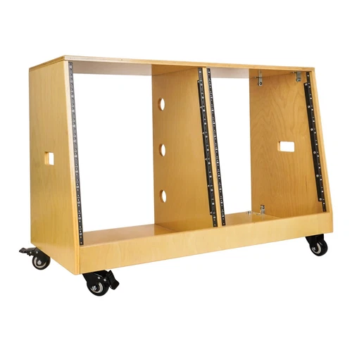 Sound Town DIY 2 x12U Slanted Studio Rack Casters Plywood golden oak (SDRK-D12T)