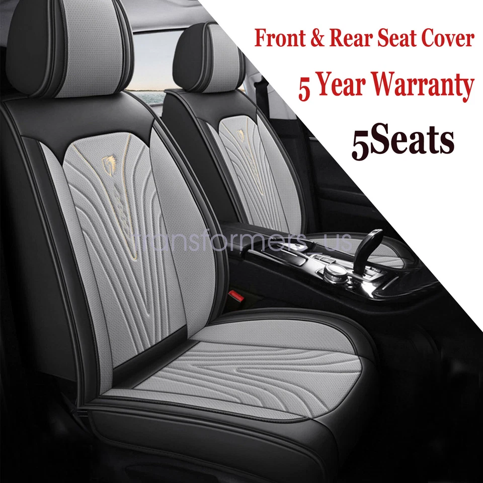 Juego completo de funda de asiento delantero y trasero para Honda cojín de cuero PU negro y gris NUEVO Foto 2 de 4