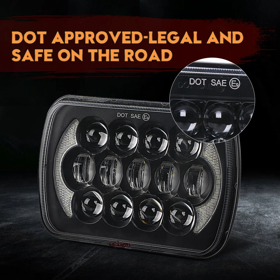 Brightest 5X7" 7x6inch Rectangle LED Hi/Lo Headlight DRL for Toyota Pickup Truck - Image 3 of 4