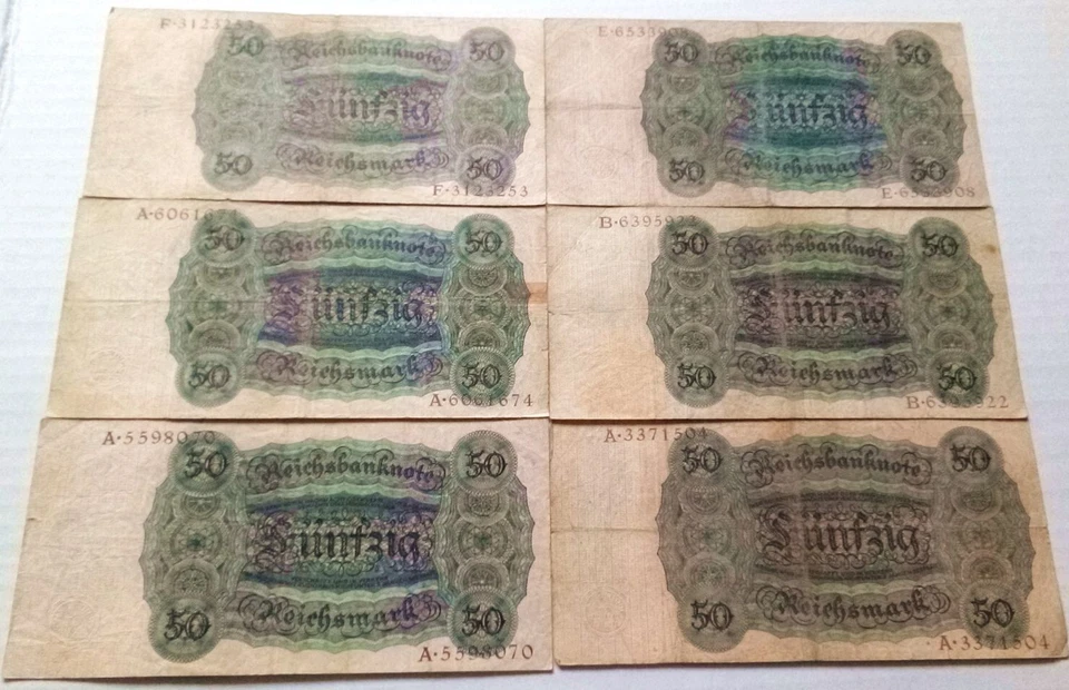 RARE 1924 ANTI-INFLATION 50 MARKS WORTH 500 MILLION 1923 MKS! F-VF Priced SINGLY - Image 2 of 2