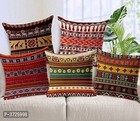 Dainty Multicoloured Printed Jute Cushion Covers Jaipuri  pack-2+1free