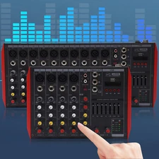 6/12 Channel Audio Mixer Bluetooth USB DJ Sound Mixing Console Amplifier Studio