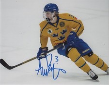 Team Sweden Adam Boqvist Signed Autographed IIHF Photo 8x10 COA A