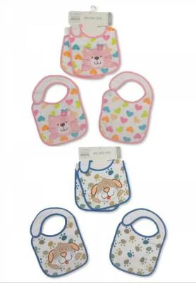 SHELDON !SALE! Baby Lätzchen 2er Set Hund/Katze Klettverschluss PEVA-Rückseite 20*19cm