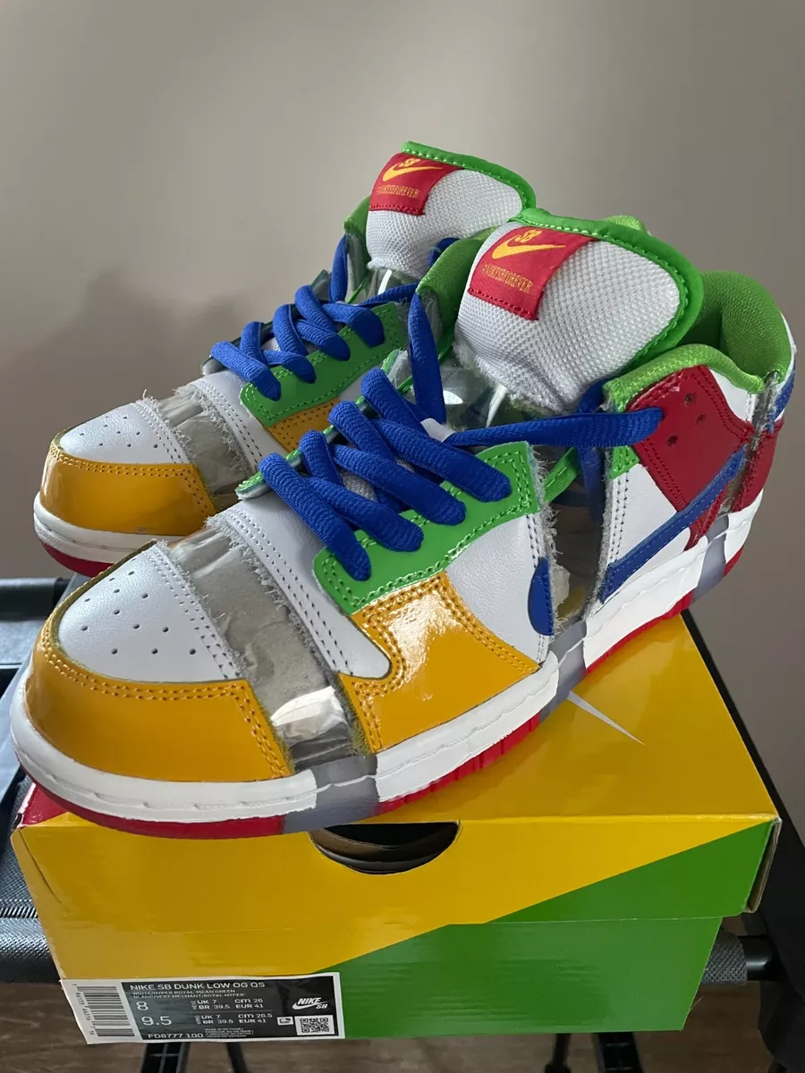 Nike SB Dunk Low eBay Sandy Bodecker Size 8 FD8777-100 NEW White Blue Red Yellow