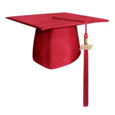 Endea Graduation Matte Red Cap & Tassel