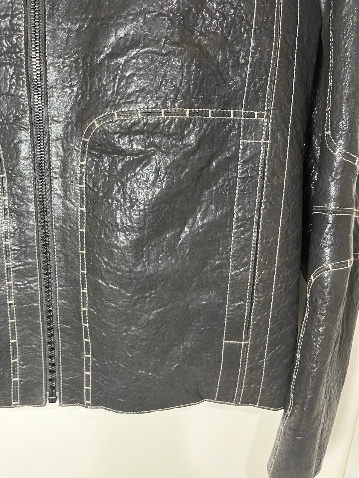 Hugo Boss Lamb Brown leather Racer jkt SZ 46R Casual SUPERB - product detail image 6