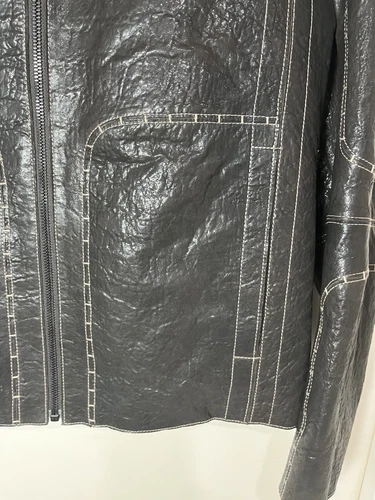Hugo Boss Lamb Brown leather Racer jkt SZ 46R Casual SUPERB image 6