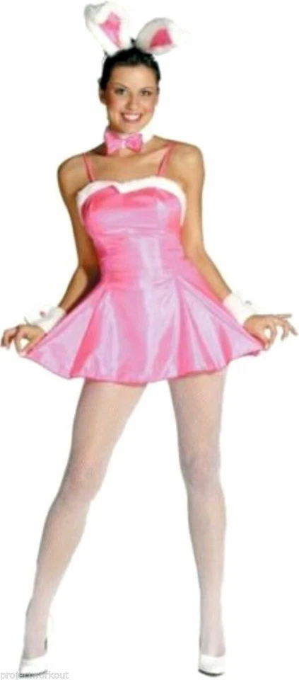 Cocktail Bunny Costume 5Pc Short Dress Faux Fur Collar Cuffs & Eared Headband  - Image 2 of 3
