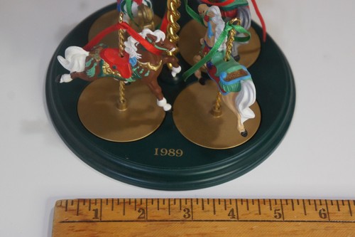 Hallmark Keepsake Ornament Carousel With 4 Horses And Display Stand 1989 - Picture 16 of 16