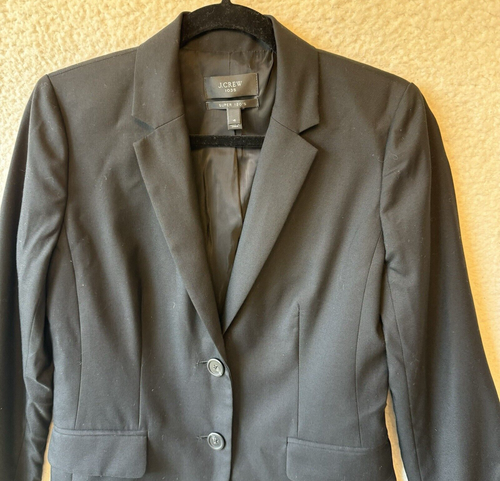 J.Crew Women’s size 4 Wool Blazer Jacket Super 120s Black Lined Career Business - 第 4/12 張圖片