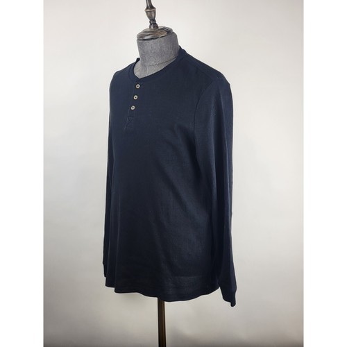 Club Room Henley Mens Large Deep Black Thermal Long-Sleeve NWT - Picture 3 of 8