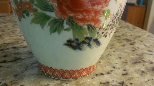 SHIBATA Japan Vase creme Pfau Design Porzellan Wohndeko - Bild 8 von 8