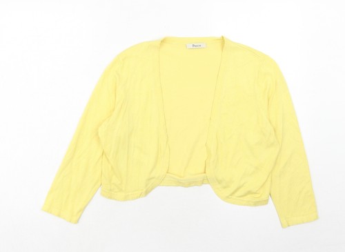 Precis Damen Strickjacke gelb V-Ausschnitt Viskosemischung Größe L