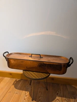 Poissonnière Saumonière En Cuivre Martelé Étamé, 60 cm 6,370 Kilos De buyer - Photo 1/4