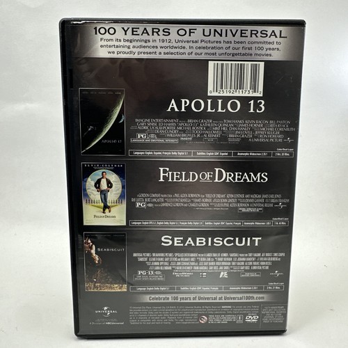 DVD Universal 3-Film Collection Apollo 13 Seabiscuit Field Of Dreams DVD 2012 - Picture 3 of 11