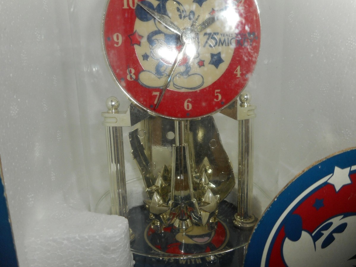 Disney 75 Years with Mickey Mouse Anniversary Clock Red