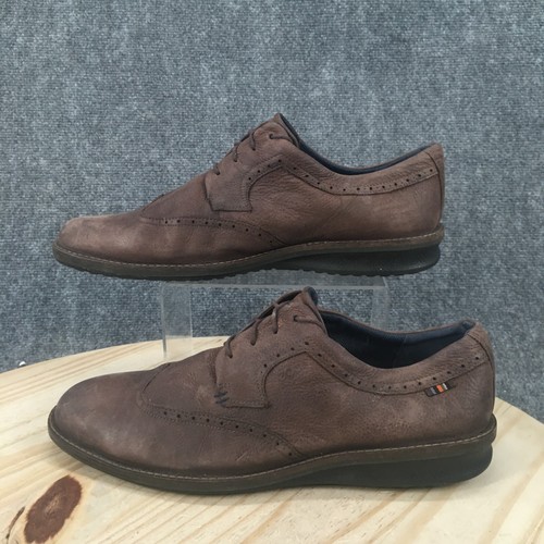 Ecco Dress Shoes Mens 46 Oxford Wingtip Lace Up Comfort Brown Leather Casual - Picture 2 of 16