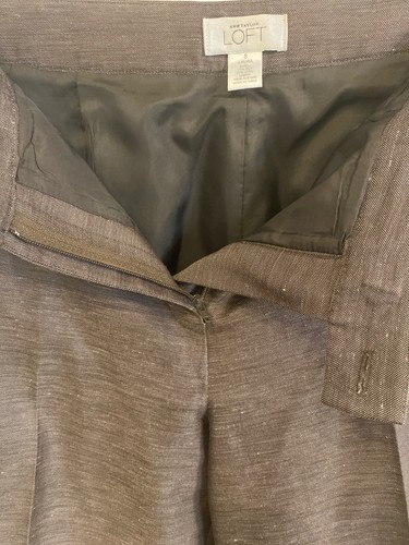 90's Ann Taylor LOFT Women's Brown Silk Pantsuit Jacket & Trousers Size 8 - Picture 12 of 13