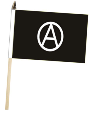 Anarchy Punk Large Hand Flag With Wooden Pole (18'' x 12)