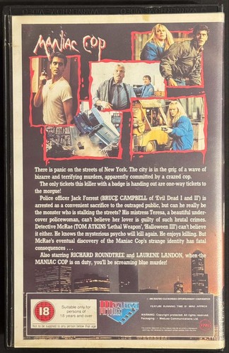 MANIAC COP (1988) VHS VIDEO CASSETTE - 1ST GEN. MEDUSA PICTURES - EX-RENTAL - Picture 2 of 4