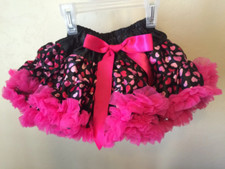Baby Girls Pettiskirt Black Hot Pink Hearts Tutu Fluffy Skirt Toddler 6-12 M New