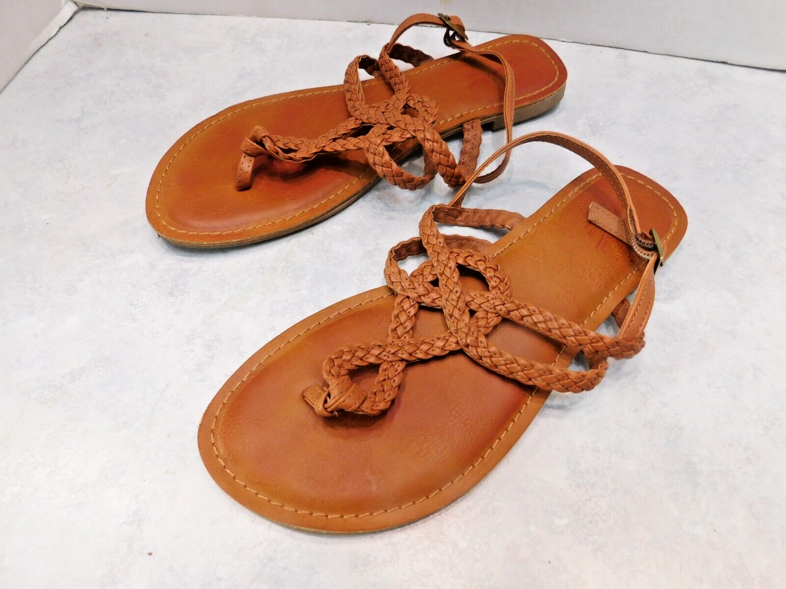 APL Sandalo piatto con cinturino intrecciato cammello filo universale?? TAGLIA 6 5 M