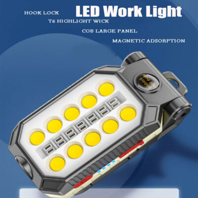 Portable LED Work Light Rechargeable T6 COB Warning Lamp with Magnet Worklight