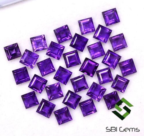 Natural Amethyst Square Cut 4 mm 10.41 CTS Lot 30 Pcs Calibrated Loose Gemstones - Picture 4 of 6