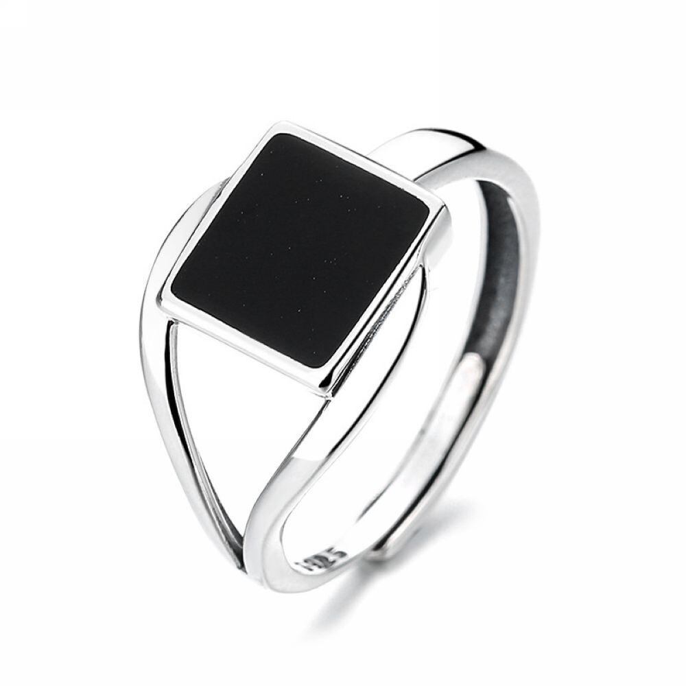 アクセサリー Luasdam Random Block Silver Ring 925 Fashionable 925 Sterling Silver Rubber Square Irregular
