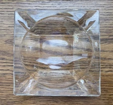Vintage Ashtray 4.5" Square 4 Slot Cigar Cigarette Clear Glass