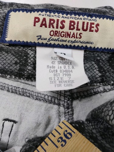 Pantalones cortos de jean vintage Paris azules con estampado de serpiente para mujer talla 7 medidas en foto  - Imagen 4 de 9