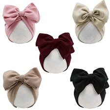 BQUBO Baby Turban Hat with Bow Baby Girl Hospital Hat Big 5 Pcs: 6-36 Months