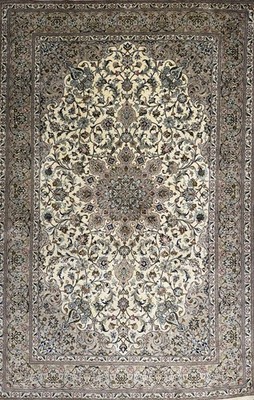 3 3 x5  Luxurious Fine Hand-Knotted 100% Silk Persiane Qume Rug Handmade Beige
