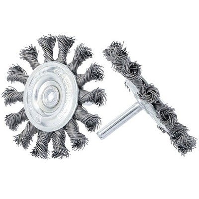 METALLRUNDBÜRSTEN 75 mm DREHTE GEDREHT FÜR BOHRMASCHINE 2 Stück