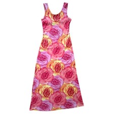 Y2K Colourful Floral Roses Sleeveless Bodycon Midi Dress