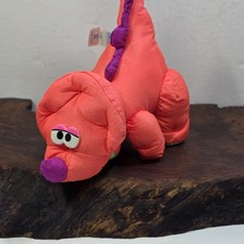 Vtg Dinosaur Orange Nylon 1992 Fisher Price Plush Triceratops Squeaker Works.