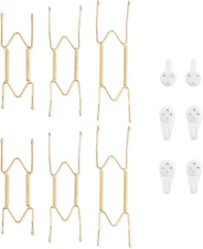 Bilillo 6-Piece Stainless Steel Wall Plate Hangers, 6/8/10 Inch, Gold 