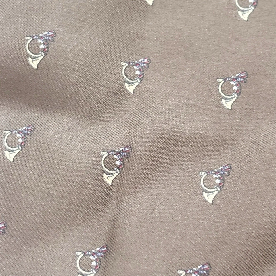 "Pañuelo cuadrado de bolsillo marrón ROBERT TALOTT cuernos enrollados a mano de seda 16"" X 16""" Foto 3 de 4