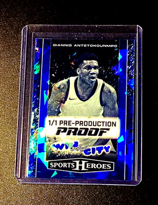 Giannis Antetokounmpo 1/1 Crystal Leaf Sports Heroes Blue Refractor 1 OF 1 SP