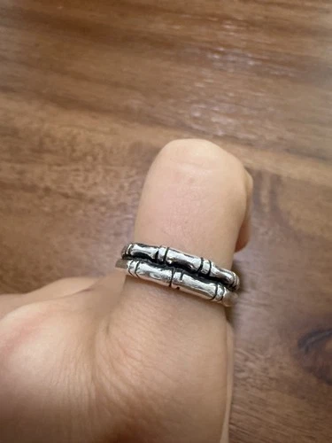 Bamboo Style Vintage Band IBB TH Sterling Silver - Guestimated Sz 9 GUC