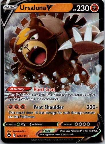 Pokemon TCG Ursaluna V Holo Ultra Rare SWSH12: Silver Tempest 102/195 English NM