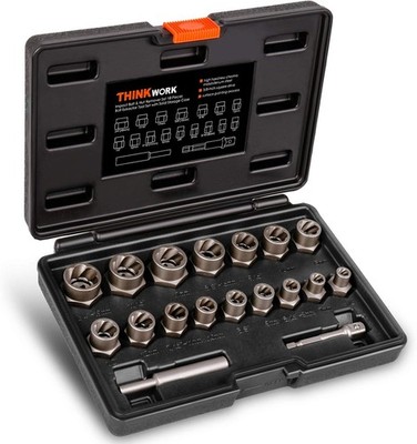 Bolt Extractor Kit, 18-Piece Nut Extractor Socket Set, 3/8'' Drive Rounded
