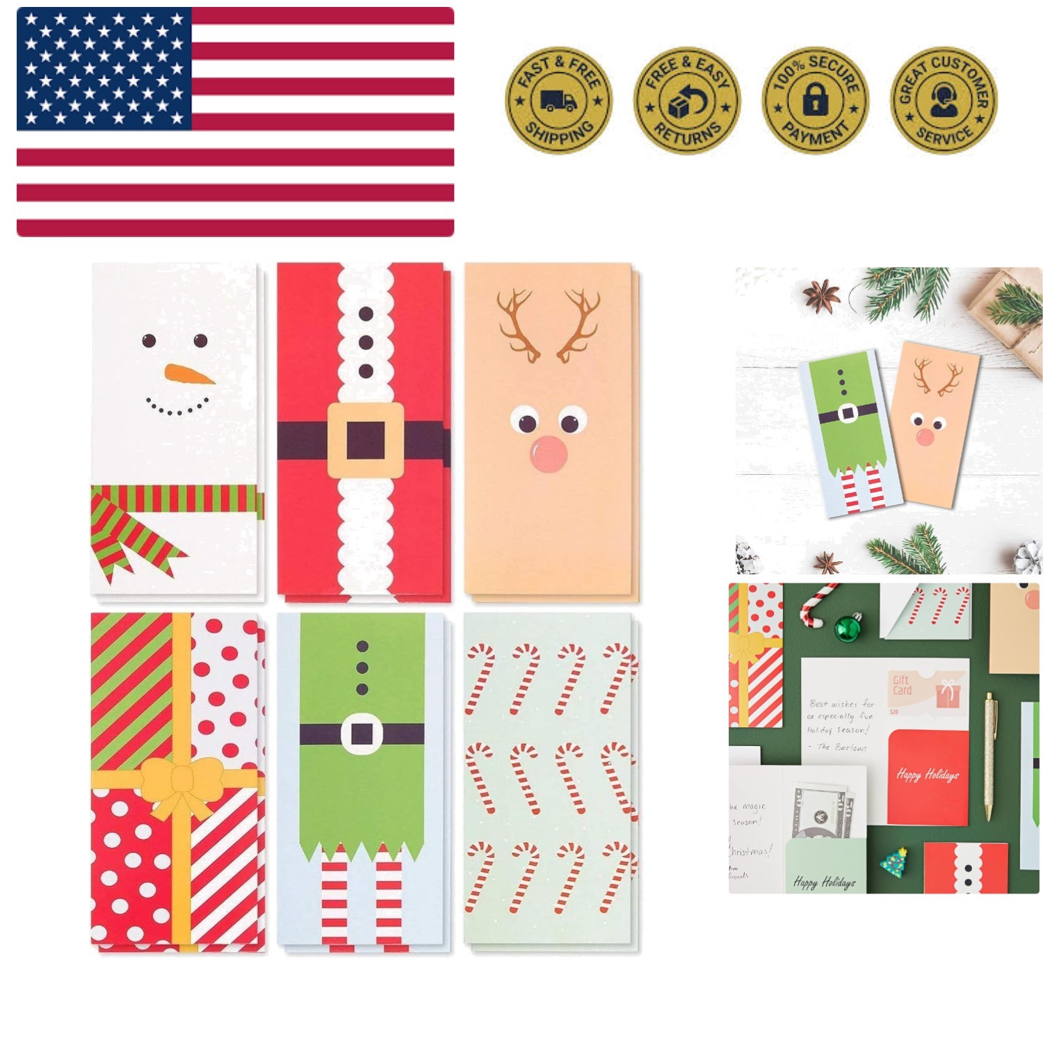 Money Envelopes for Cash Gifts - 36 Pack, 3.6 x 7.25 Inch, 6 Assorted Designs...