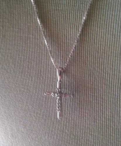 Dainty Clear Stone Small Cross 18" Necklace Set In 925 Sterling Silver - Picture 6 of 9