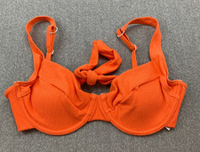 Sanctuary Ribbed Underwire Bikini Swimsuit Top Womens size M Orange Tie Back
