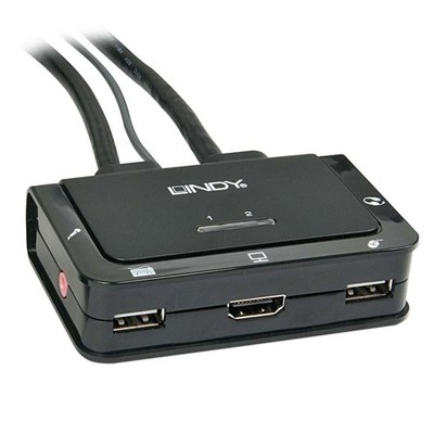 LINDY 42340 - HDMI KVM Switch Compact USB 2.0 Audio 2 Port, schwarz