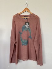 The Ragged Priest New Loose Oversized Dolphin Artwork Jumper/Knit Size X-Large